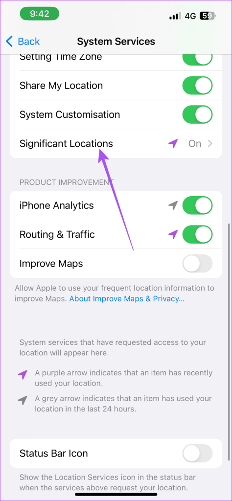 significant locations settings iphone